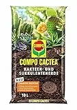 Compo CACTEA Kakteen- und Sukkulentenerde mit 8 Wochen Dünger für alle Kakteenarten und dickblättrige Pflanzen, Kultursubstrat, 10 Liter