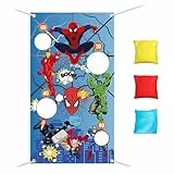 Oirigaga Wurfspiel Kinder Outdoor, Cartoon Superheld Werfen Spiel Banner mit 3 Bohnentaschen, Bean Bag Säckchen Toss-Spiele Set für Kindergeburtstag Party, Draussen Garten und Draußen Sommer Strand