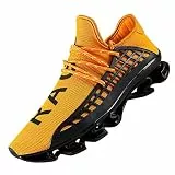 DUORO Herren Laufschuhe Damen Casual Sneakers Atmungsaktiv Mesh Slip On Bla, Gelb (gelb), 39 EU