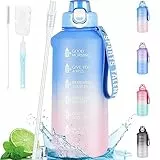 AOHAN Trinkflasche 2l, Sport Trinkflasche mit Strohhalm Auslaufsicher, BPA-Frei Große Wasserflasche, Sportflasche Mit Zeitmarkierungen Für Sport, Fitness, Wandern - Spülmaschinenfest