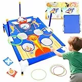 Cornhole Spiel Wurfspiel Game Set, Wurfspiel Sackloch Zielscheibe mit 6 Sandsäcke und 6 Kunststoffringe und 1 Aufbewahrungstasche, Indoor Outdoor Sitzsackwurf Draußen Garten Spielzeug für Party Kinder