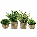 YVONNEYI 4 Stück Kunstpflanze für Deko Wohnzimmer, Künstliche Pflanzen wie echt Eukalyptus, Fake Plant für Home Schlafzimmer Badezimmer Küchen Büro Zimmer Fensterbank Zuhause Innen Deko (005, 4 Stück)
