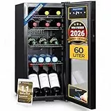 Sommertal Getränkekühlschrank 60L – Mini Kühlschrank mit Glastür, Touchscreen & LED | Kleiner Flaschenkühlschrank abschließbar & leise | Minibar Kühlschrank für Büro, Bar, Zuhause