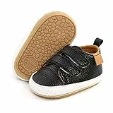 RVROVIC Baby Jungen Mädchen Sneaker Anti-Rutsch Oxford Loafer Flats Säugling Kleinkind PU Leder Weiche Sohle Baby Schuhe(0-6 Monate,3-Schwarz)