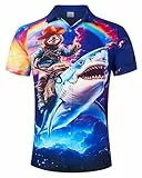 RAISEVERN Hemden Hai Faultier Herren Männer Hässliche 3D Lustige Regenbogen Druck Freizeithemden Jungen Hawaii Jugendliche Party Bad Taste Geschenk, XXL