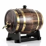 Oumefar 3L Eiche Holz Weinfass Retro Holzmaserung Dekor Eiche Holz Wein Eimer Behälter Wein Brandy Whisky Bourbon Tequila Eiche Fass mit Wasserhahn