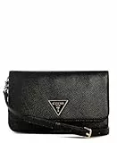 GUESS Damen Noelle Ii Crossbody Flap Organizer Umhängetasche, Schwarz