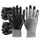ANDANDA Arbeitshandschuhe, Arbeitshandschuhe Herren mit Nitril Beschichtung für Montagearbeit，Mechaniker, Gartenarbeit und Bauarbeiten,Gr. M/L/XL, 6/12/24 Paar