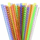 Kyllog 50 Stück Wiederverwendbare Strohhalme Plastike, trinkhalme plastik mit Strohhalmbürste für Smoothies, Saft, Cocktail, Heißgetränk