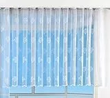 Jacquard Bogenstore Gardine, 145x600, Barock Blumenmuster Weiß Kräuselband Universalband Faltenband Store, 13142