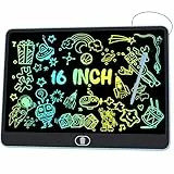 Bunte LCD Schreibtafel, 16 Zoll Große Zeichentafel Elektronischer Drawing Pad mit Sperr-& Löschfunktion, Augenschutz-Kritzelblock, Spielzeug & Geschenke für Kinder & Erwachsene zu Hause, Schule -Blau