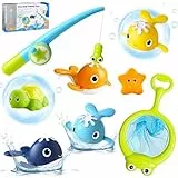 KIMIGO Badespielzeug Baby ab 1 2 3 4 Jahre, Wasserspielzeug Kinder Badewannenspielzeug 8 Stück Badespielzeug mit Licht,Geschenke für Jungen und Mädchen