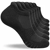 anqier 6 Paar Sneaker Socken Herren 43-46 39-42 35-38 47-50 Baumwolle Kurz Sportsocken Damen Gepolsterte Laufsocken Schwarz Weiß Grau Atmungsaktiv