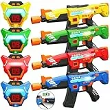 Wiederaufladbare Laser Tag Set, Spielzeug Pistole für Kinder und Erwachsene, 4er-Set Multifunktion Laser Tag Sets mit Sprühfunktion und LED-Bildschirm, Spaß Spielzeug für Kinder 8-12+ Jungen Mädchen