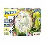 CRAZE Puzzle Magic Forest 200+ Teile mit Glitzerdruck und Diamanten-Aufkleber Einhorn-Puzzle für Kinder ab 8 Jahren, 30257