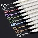 Willingood Premium Metallic Marker Stifte, Satz von 10 sortierten Farben Metallischen Stift Pens für Kartenherstellung Diy Fotoalbum Gästebuch Hochzeit Papier Glas Kunststoff Stein - feiner Spitze(1