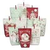 Papierdrachen Adventskalender 2025 zum Befüllen - Nussknacker-Motiv - 24 Papiertüten in Rot & Mint mit Zahlenaufklebern & Klammern - DIY Bastelset