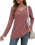 AUSELILY Pullover Damen V-Ausschnitt Sweatshirts Leichte Strickpullover Langarm Oberteile Langarmshirt Lässige Tops Damen