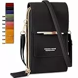 Lakpopya Handytasche zum Umhängen Damen aus PU Leder, Multifunktionale Kleine Handytasche Damen mit Geldbörse zum Umhängen, Handy Umhängetasche Damen für unter 6,9' Handy (schwarz)