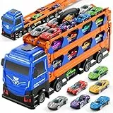 Ci Vetch 78-Zoll Autos LKW Spielzeug für Kleinkinder 1-7 Jahre, Transport-LKW Mit 24 Pcs Druckguss Autos, Geschenke für Jungen
