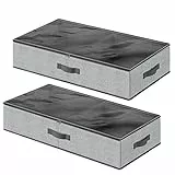 SONGMICS Unterbettkommode, 2er Set, Unterbett Aufbewahrungsbox mit Sichtfenster, Faltbarer Organizer, unter dem Bett oder auf dem Schrank, Vliesstoff, platzsparend, grau RUB002G01