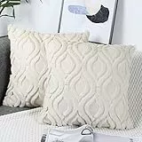 NIULAA 2er Set Wolle Kissenbezüge Beige 45x45 cm Weihnachten Dekokissen Kissenhülle Sofakissen Weich Couchkissen Kissenbezug Boho Zierkissenbezug für Wohnzimmer Schlafzimmer