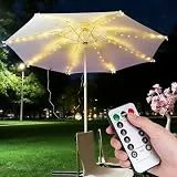 Sonnenschirm Beleuchtung, LED Sonnenschirmbeleuchtung 8 Modi mit Fernbedienung Garten Sonnenschirmlichterkette LED Sonnenschirm Lichterkette Regenschirm Lichterkette IP67 Außen Innen Deko (Warmweiß)