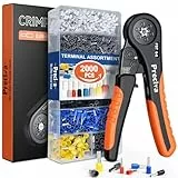 Crimpzangen Aderendhülsen Set, Preciva Sechskant Crimpzange 0,08-6mm²Aderendhülsenzange mit 2000 stück Aderendhülsen Tool Kit Krimpzange Presszange für Isolierte Unisolierte Aderendhülsen