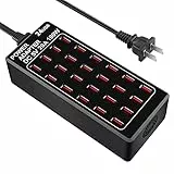 Cinlinso USB-Ladestation, 24 Anschlüsse, 100 W (20 A), Multiport-USB-Schnellladegerät mit intelligenter Erkennung für Smartphones, Tablets und mehr, geeignet für Schule, Hotel, Einkaufszentrum