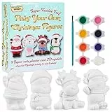 KreativeKraft Weihnachtsdeko Bastelset Kinder, Gips Figuren zum Bemalen, DIY Bastelsets für Kinder (4er-Set)