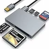 CSL - Kartenlesegerät USB 3.0 – 5 in 1 Kartenleser – externer Cardreader Kartenleser - paralleler Zugriff auf 5 Slots – CF SD SDXC SDHC Micro SD Micro SDXC SDHC, MS, M2 – vergoldete Kontakte - grau