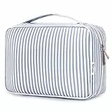 Narwey Kulturtasche Damen - Kulturtasche Zum Aufhängen, Kulturbeutel für Damen & Herren Kosmetiktasche - Waschtasche (Graublaue Streifen)