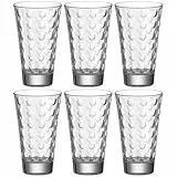 Leonardo Optic Trink-Gläser 6er Set, spülmaschinengeeignete Saft oder Wasser Gläser, Trink-Becher aus Glas mit Muster, 300 ml, 012684