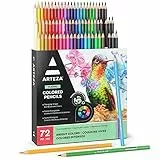 ARTEZA Buntstifte für Erwachsene mit Etui, 72 sortierte Zeichenstifte in lebendigen Farben, Bleistift-Set für Malbücher und Tagebücher, dreieckige Form, professionelles Kunstzubehör für Künstler