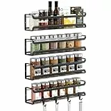 BAORELST Gewürzregal-Organizer 4 Stück, Wandmontierter Selbstklebender Gewürzhalter für den Innenschrank, mit beweglichen 4 Haken