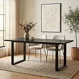IDIMEX Esstisch LESINA 160 x 80 cm, Schwarz - Robuster Esszimmertisch mit stabilem Metallgestell in U-Form, rechteckiger Küchentisch mit großer Tischplatte für 4-6 Personen, ideal für Essbereich