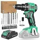 Trapano Avvitatore Batteria Brushless, BETENST Avvitatore a Batteria 21V con Batterie 2.0Ah, 45N.m Avvitatore Elettrico, 20 Coppia, 10mm Mandrino, 20 Accessori Per Casa Progetto, Fai da te, Verde