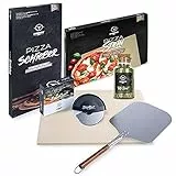 MOESTA-BBQ 10596 Pizza Home-Kit für Küche/Backofen - Set 4.TLG: Pizza-Stein, Pizza-Rad, Pizza-Schieber, Pizza-Gewürz