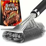 Grillbürste, TNTOR Grill Reinigungsbürste mit Extra Langer Edelstahl Borsten, Edelstahl Spatel und PP Wärmedämmung Griff, für Gasgrill, Holzkohlegrill, Kugelgrill, Elektrogrill und Grillrost.