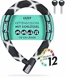 AARON Tank Fahrradschloss mit Schlüssel, 115cm langes, massives Kettenschloss aus Stahl und hoher Sicherheitsstufe, geeignet als Ebike Schloss, Panzerschloss Fahrrad oder Motorradschloss