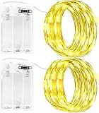 Gcstnn Lichterketten Batterie Timer, 2 Stück 6M 60LED Micro Fairy Lights IP65 Wasserdichte Kupferdraht für Zimmer Garten Krüge Flaschen Weihnachten Halloween In/Außen Deko DIY (Warmweiß)