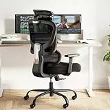 Marsail Ergonomischer Bürostuhl Schreibtischstuhl mit Verstellbarer Lendenwirbelstütze,Ergonomischer Stuhl 90-135° Schwenkung mit Verstellbarer Kopfstütze und 2D-Armlehnen für das Heimbüro,Studie