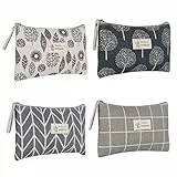 Czemo 4 Stück Kosmetiktasche aus Segeltuch,Multifunktionale Reise Tragbare Makeup Tasche Bedruckte Make-up-Taschen mit Reißverschluss aus Segeltuch,Münztasche Aufbewahrungstasche für Damen