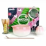 Matesen Matcha Set, 5-teiliges Premium Starter Set,Matcha Tea Set inklusive Schale (Chawan) und Besen, Zubehör für die Traditionelle Matcha Tee Set, 5PCS-MT012B