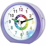 Ayybboo Wecker Kinder Ohne Ticken mit Snooze und Nachtlicht,Kinderwecker Batteriebetrieben Lernwecker für Jungen und Mädchen,Quarz Analog Wecker für Kinder (Lavendel)