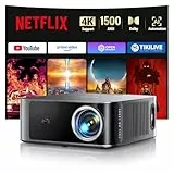 Beamer 4K【Kompatibel mit Netflix & Dolby Audio】 Toptro 1500 ANSI Smart Beamer Heimkino, 1080P Full HD Video Projektor mit Zwei-Wege Bluetooth WiFi, KI-Autofokus & Trapezkorrektur für Outdoor/Handy
