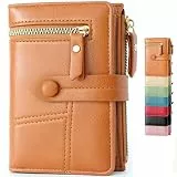 Lakpopya Geldbörse Damen 14×10cm, Geldbeutel Viele Fächer, Portemonnaie Damen PU Leder mit Münzfach (braun)
