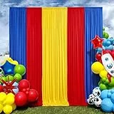 Faltenfreie Vorhänge für Partys, 6 Paneele, 6 Paneele, 6 x 3 m, knitterfrei, weiche Polyester-Vorhänge für Hintergrund, Dekoration, Motto-Party, Babyparty, Fotohintergrund, Vorhang, 4,5 x 3 m