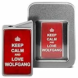 printplanet Feuerzeug mit Namen Wolfgang - personalisiertes Gasprintplanet Feuerzeug mit Design Keep Calm - inkl. Metall-Geschenk-Box