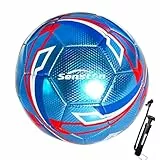 Senston Fussball mit Pumpe, Soft-Touch Fußball Grösse 5 für Rasen und Kunstrasen, Training Soccer für Anfänger, Familien und Freizeitspieler